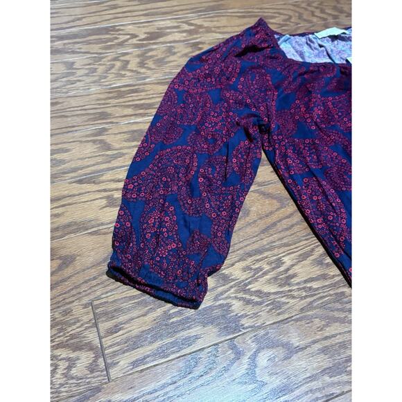 Michael Kors Women's Navy Blue Scarlet Floral 3/4 Sleeve Top Blouse, Size Large - Picture 2 of 6